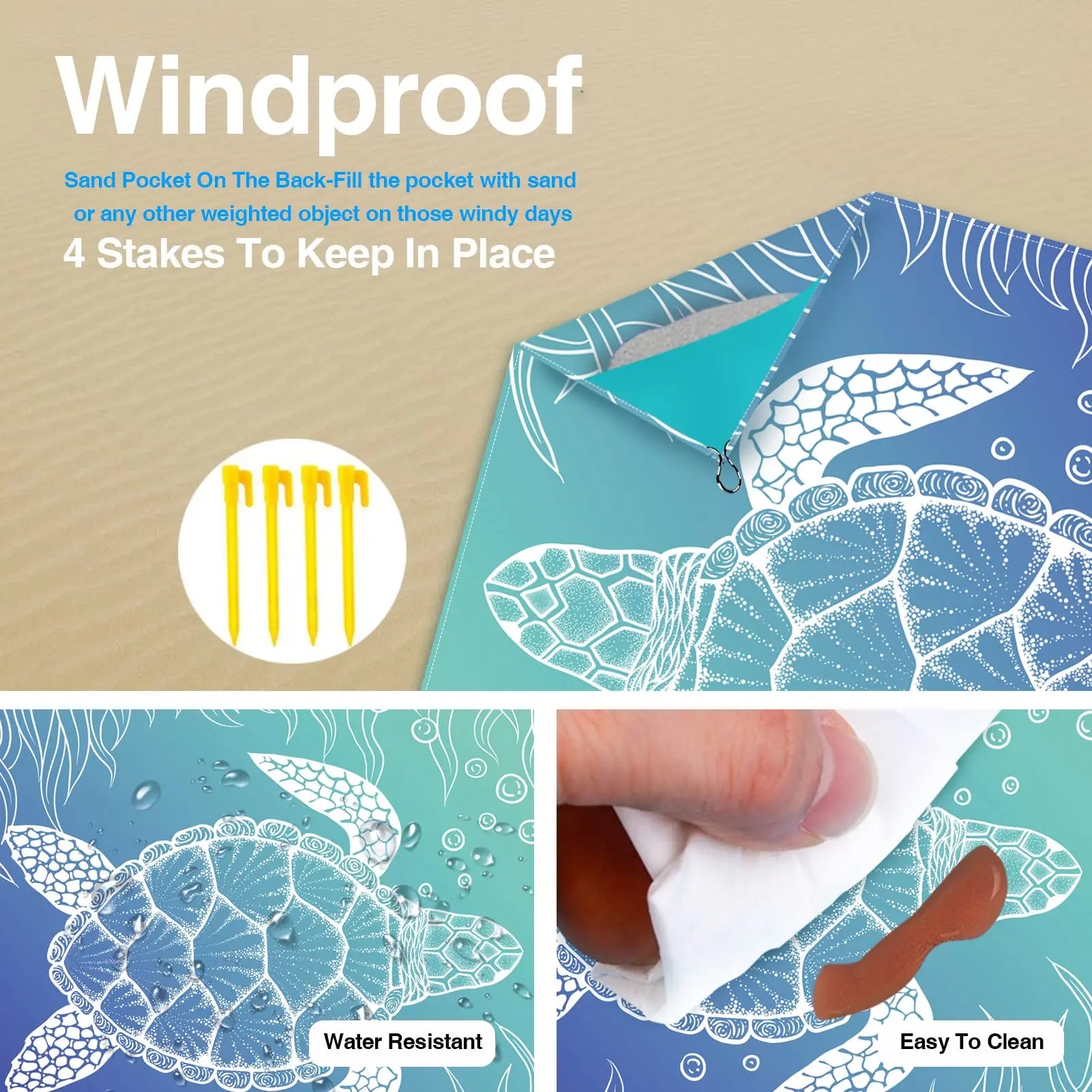 Tapis de Plage XXL Anti-Sable & Imperméable — 200×210 cm, Léger & Portable
