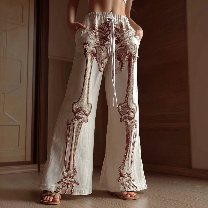 Pantalon Large Femme Imprimé Chat 3D — Coupe Droite Casual Toutes Saisons