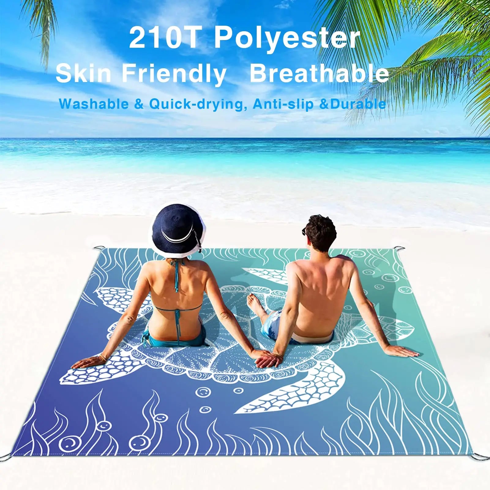 Tapis de Plage XXL Anti-Sable & Imperméable — 200×210 cm, Léger & Portable