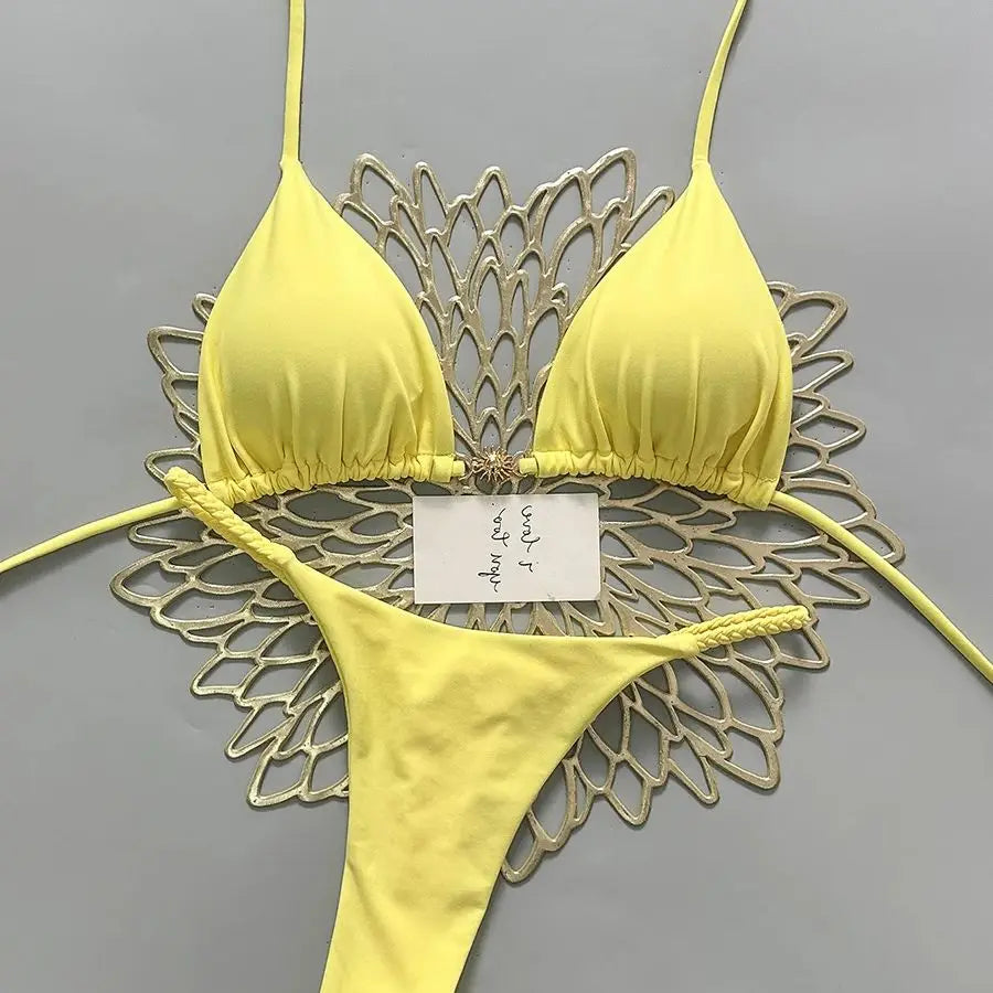 Bikini Brésilien Lacé Imprimé 2026 — Micro Swimwear Dos Nu Femme