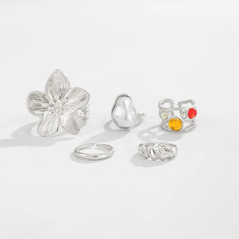 Bague d'Orteil Fleur Perle & Strass — Style Punk Vintage Bijou Plage