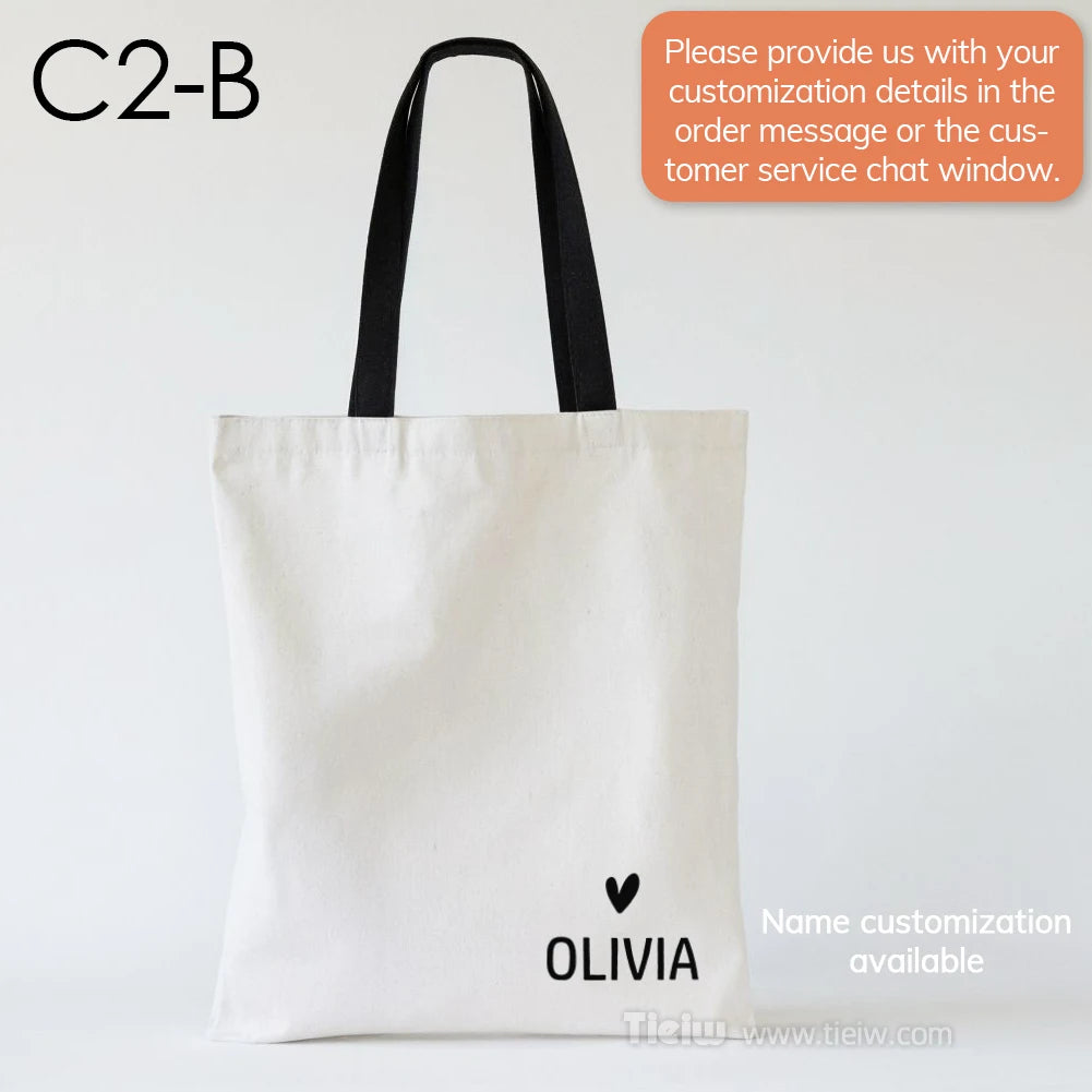 Tote Bag Personnalisé Prénom & Cœur — Sac Canvas Éco-Responsable Cadeau Mariage & Anniversaire