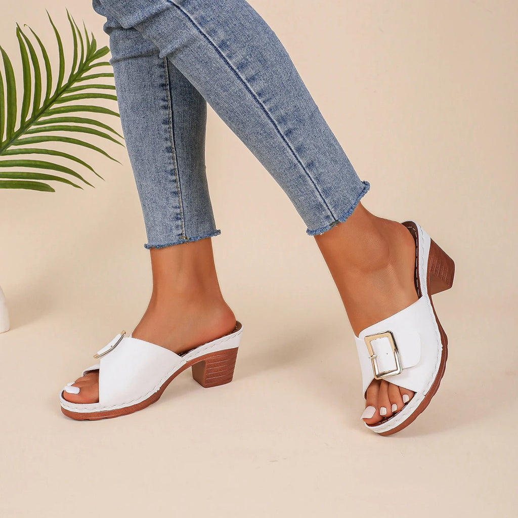 Sandales Plateforme Talon Chunky Femme — Style Designer Boucle Été