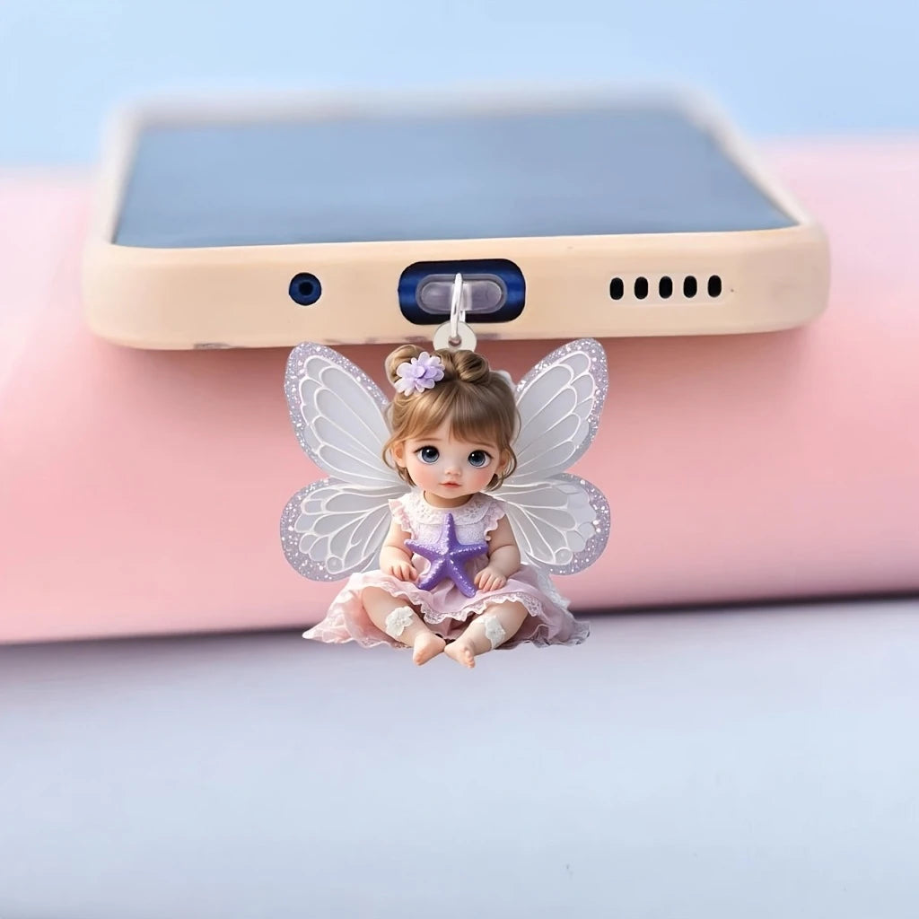 Bouchon Anti-Poussière Décoratif Ange & Papillon – Cache-Port iPhone & USB-C