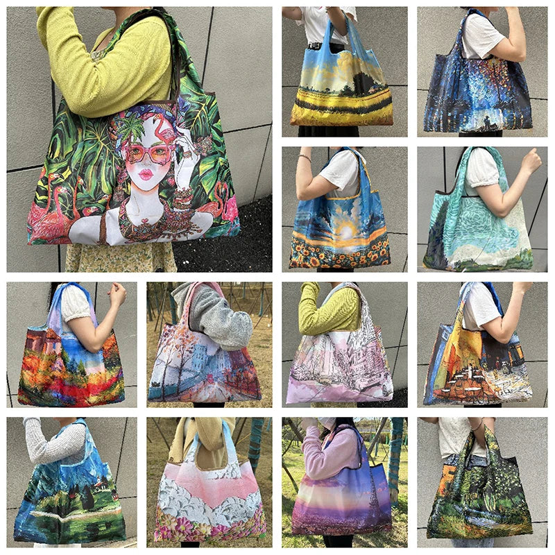 Sac Shopping Pliable Réutilisable — Tote Bag Nylon Portable Femme