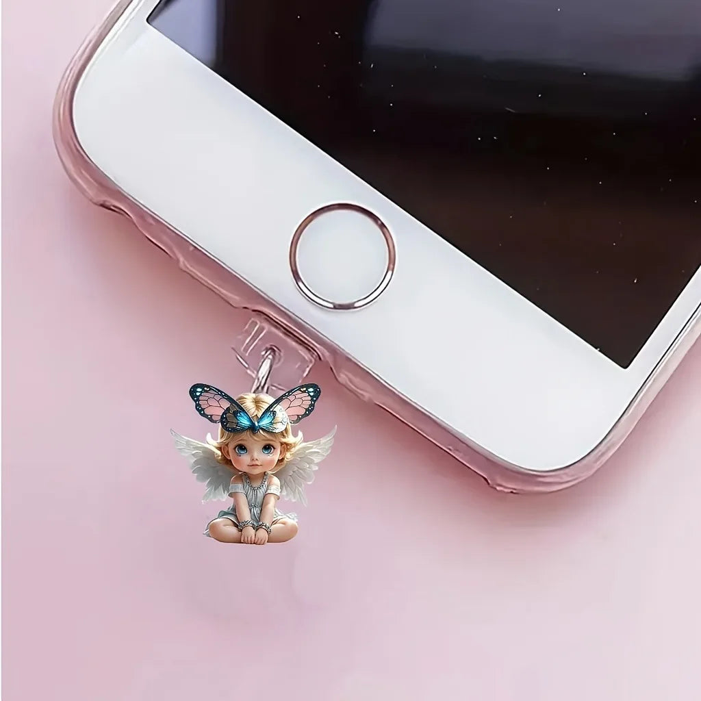 Bouchon Anti-Poussière Décoratif Ange & Papillon – Cache-Port iPhone & USB-C