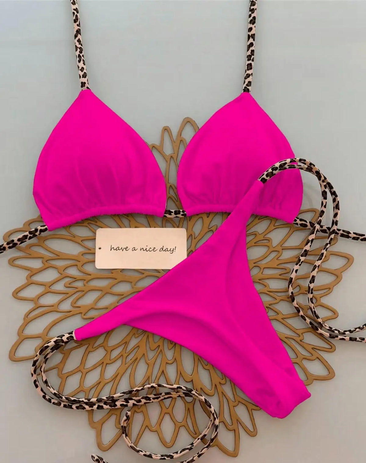 Bikini Bandeau Couleur Unie Tanga — Maillot 2 Pièces Femme Été