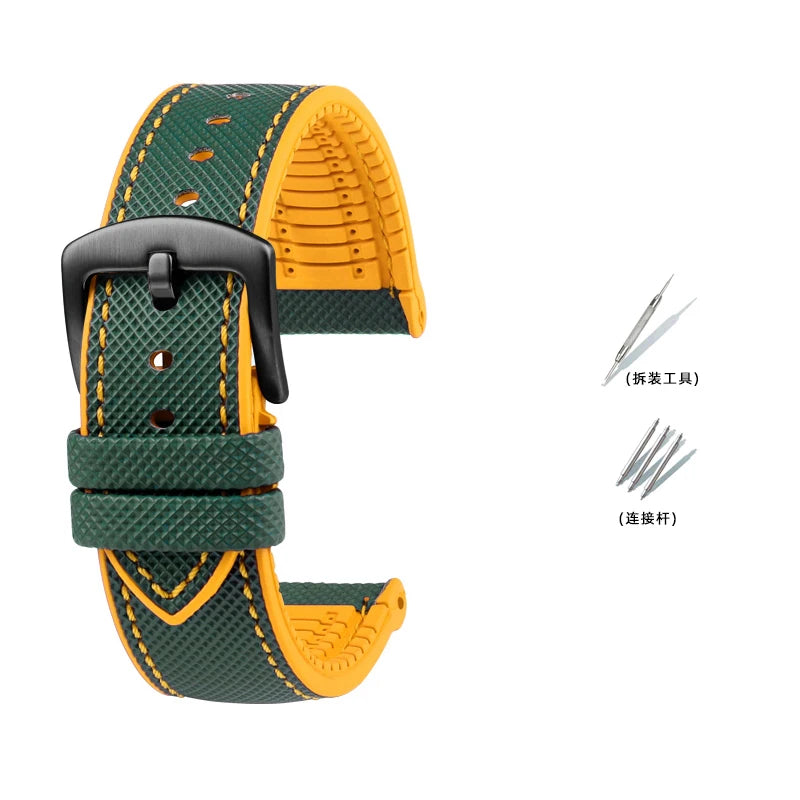 Bracelet de Montre en Caoutchouc – Compatible TAG Heuer F1 / Gulf / Aquaracer / Monaco – 20 à 24mm
