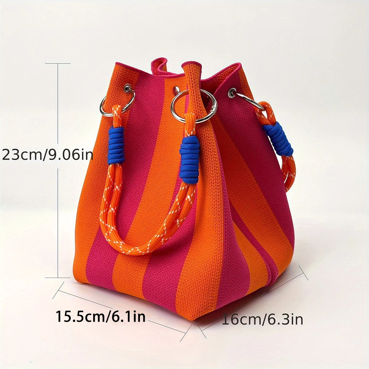 Sac Seau Tricoté Color Block Rétro Multicolore — Sac À Main Femme Tendance