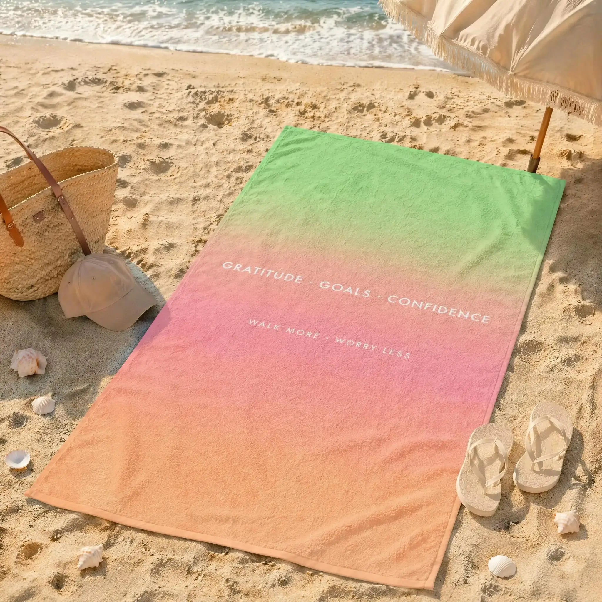 Serviette de Plage Phrases Motivantes — Légère, Séchage Rapide, Anti-Sable