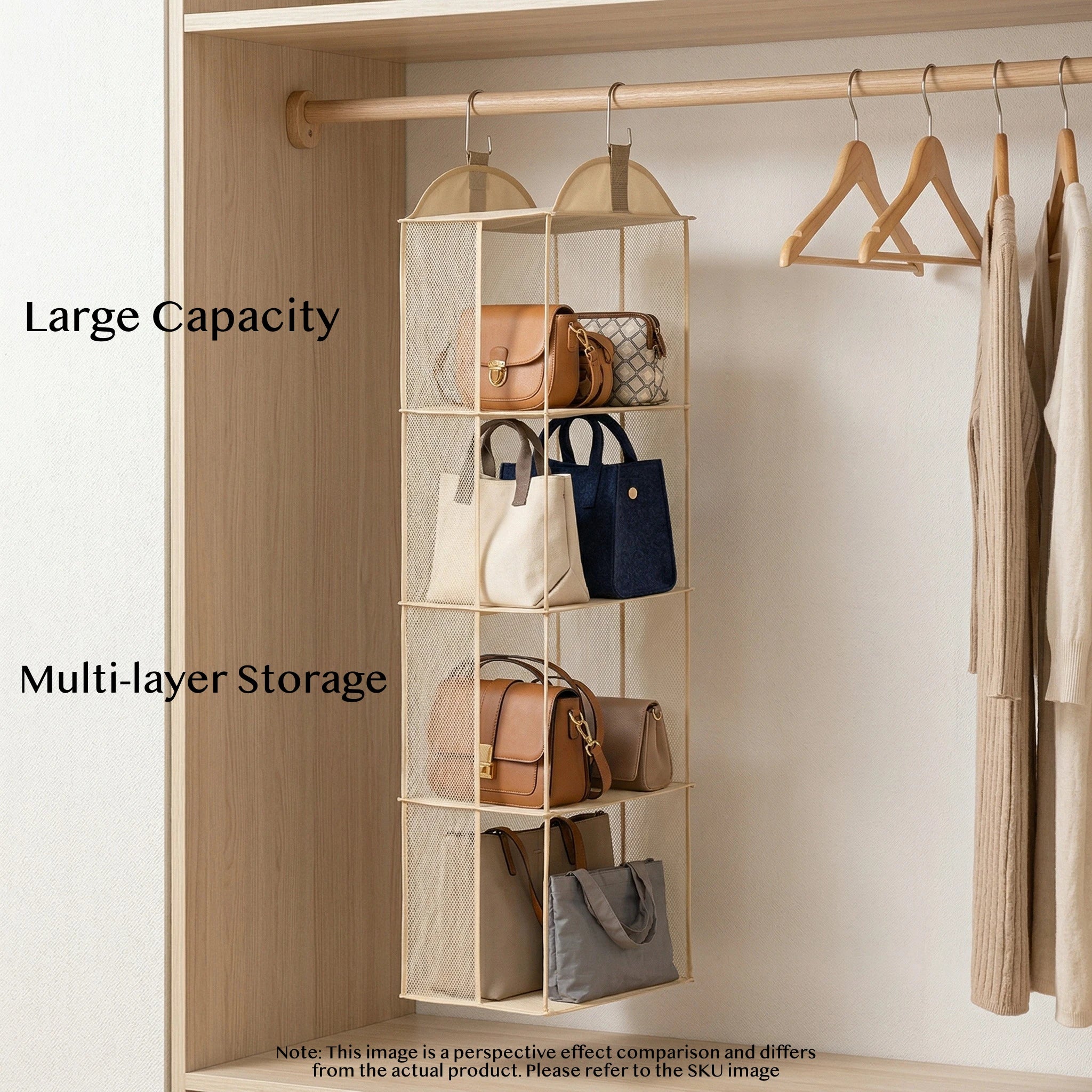 Organiseur Sacs À Main Suspendu Anti-Poussière Multicouche — Rangement Armoire Dressing