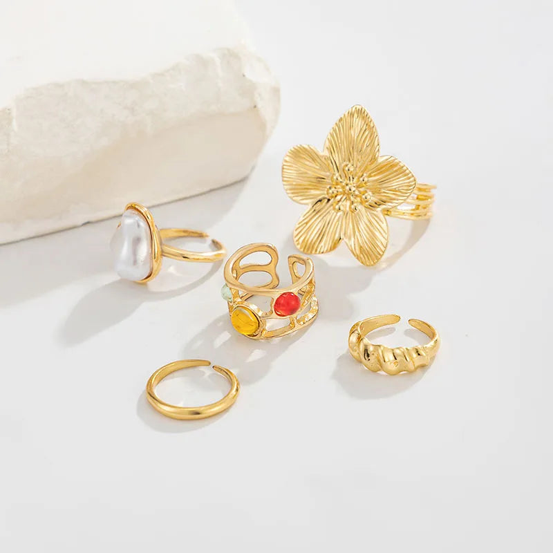 Bague d'Orteil Fleur Perle & Strass — Style Punk Vintage Bijou Plage