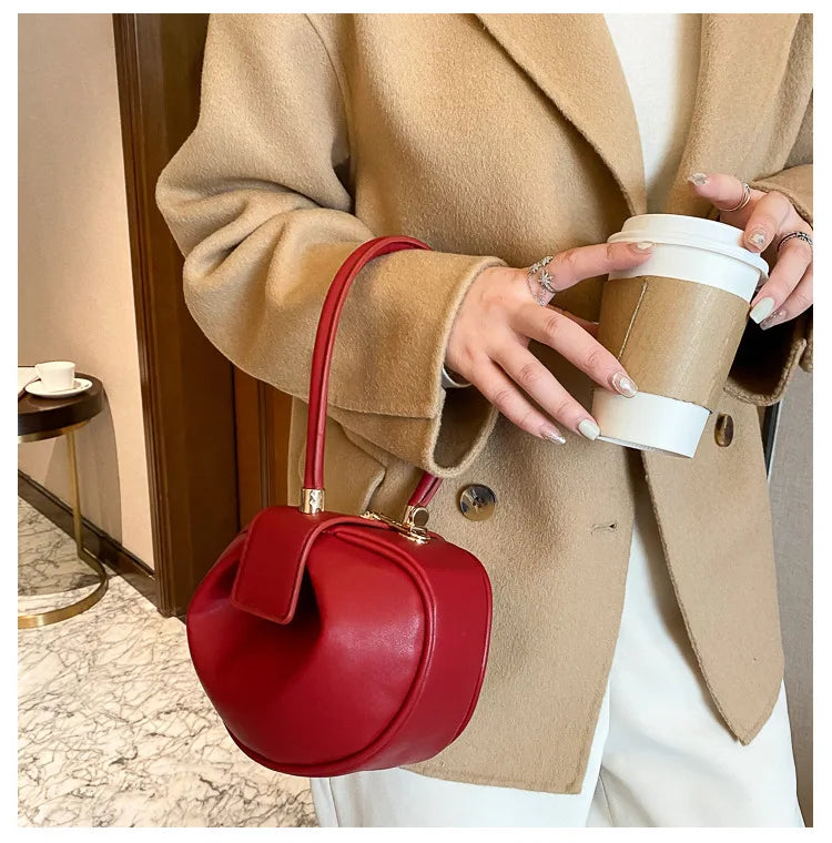 Sac Seau PU Couleur Unie Rétro — Sac À Main & Bandoulière Femme Tendance