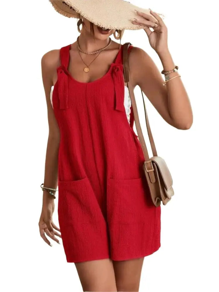 Combinaison Femme Jambes Larges — Bretelles Réglables, Sans Manches, Double Poche