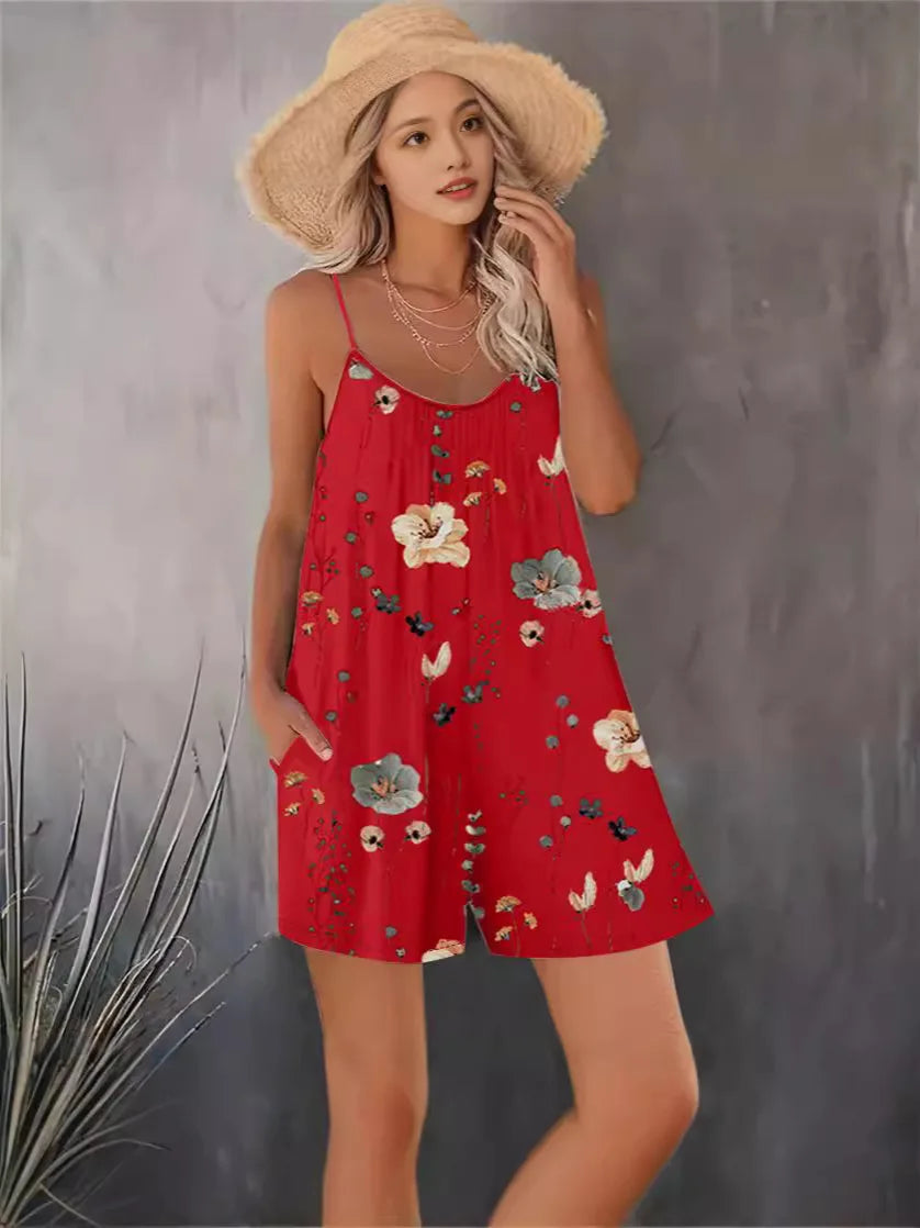 Combinaison Sans Manches Femme — Playsuit Casual Couleur Unie Printemps Été