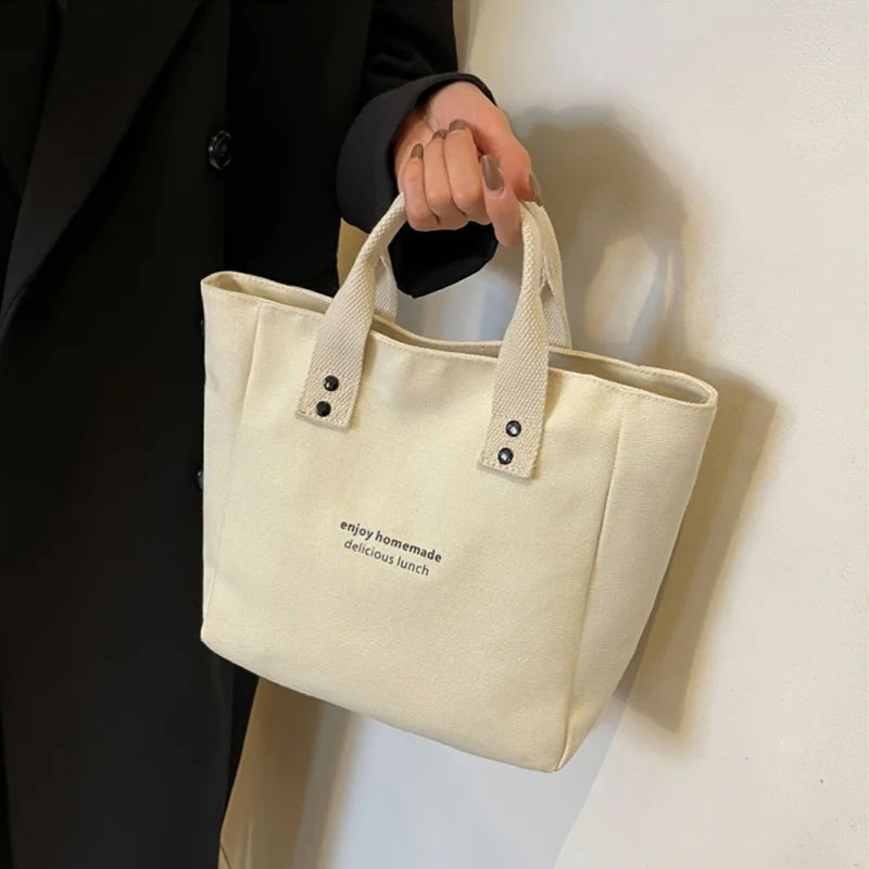 Tote Bag Canvas Classique Couleur Unie — Sac Épaule Femme Bureau Quotidien