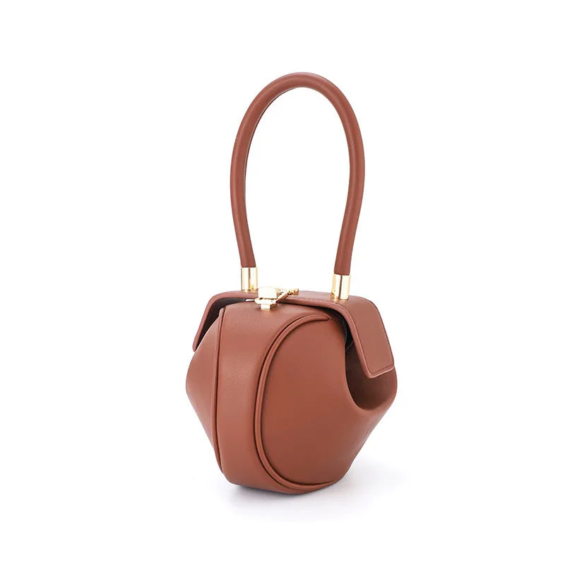 Mini Sac Bowling Sphérique — Sac Hobo Rond Cuir PU Femme Luxe Designer