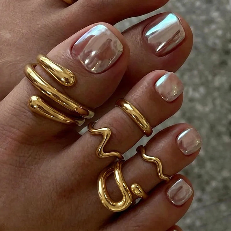Ensemble de Bagues d'Orteils Ajustables – Bijoux Créatifs Plage & Été