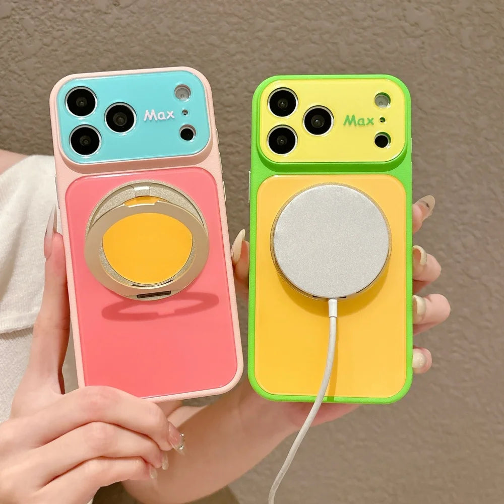 Étui Protection Verre & Anneau Magnétique — iPhone 13 à 18 Pro Max, Chargement Sans Fil
