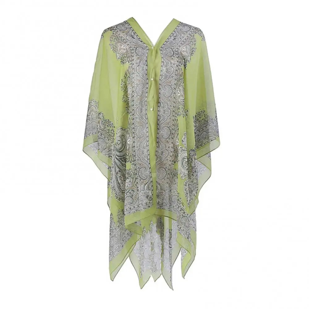 Kaftan Robe de Plage Chiffon — Tunique Cover-Up Femme Été
