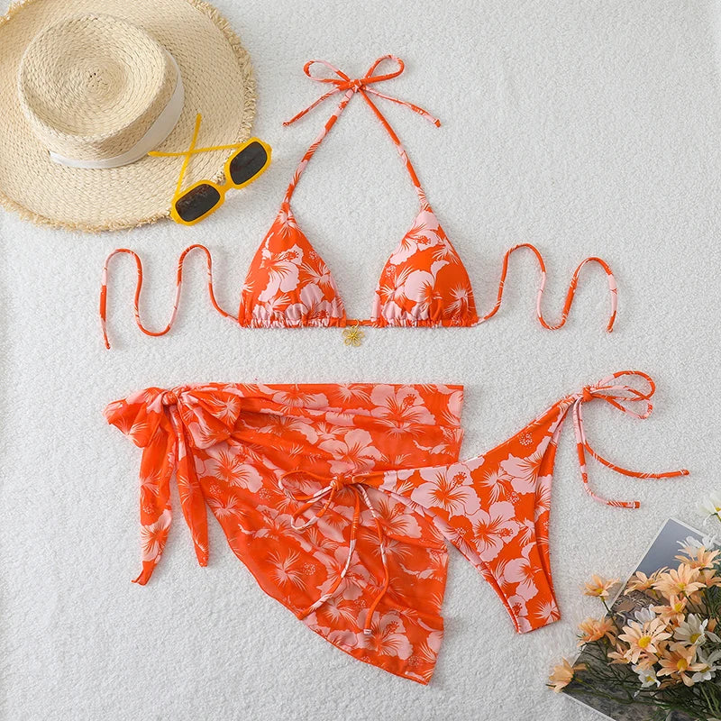 Ensemble Bikini 3 Pièces Triangle + Robe de Plage 2026 — Cover-Up Femme
