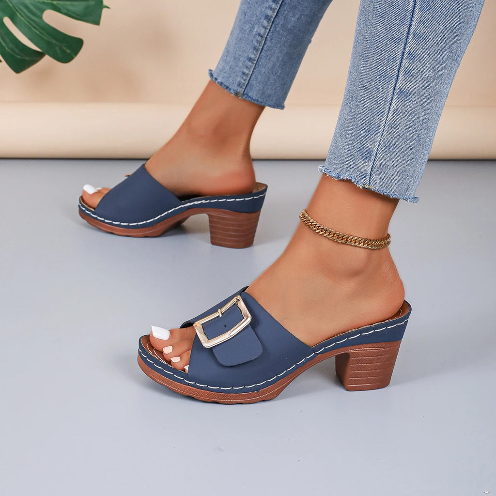 Sandales Plateforme Talon Chunky Femme — Style Designer Boucle Été