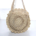 Sac Tote Paille Rond Tressé — Grand Sac de Plage Fait Main Femme Été