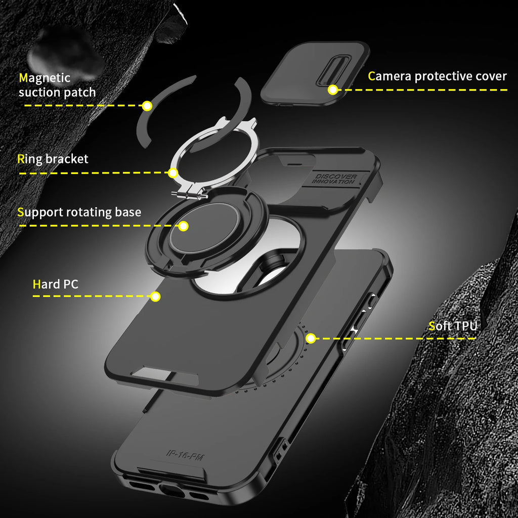 Coque Blindée MagSafe Slide Camera – Compatible iPhone 11 à 17 Pro Max