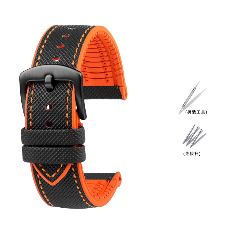 Bracelet de Montre en Caoutchouc – Compatible TAG Heuer F1 / Gulf / Aquaracer / Monaco – 20 à 24mm