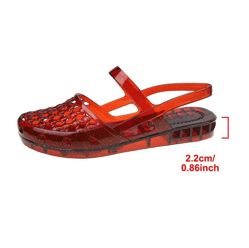 Sandales Jelly Transparentes Style Coréen — Mules Paillettes Été Plage