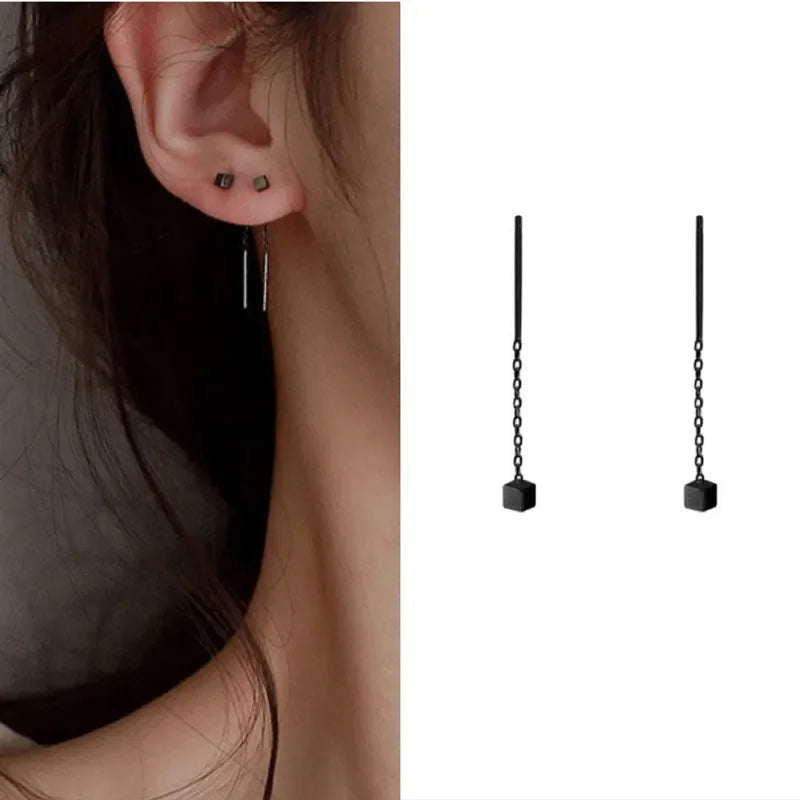 Boucles d'Oreilles Pendantes Zircon Cristal — Ear Line Rose Gold Femme