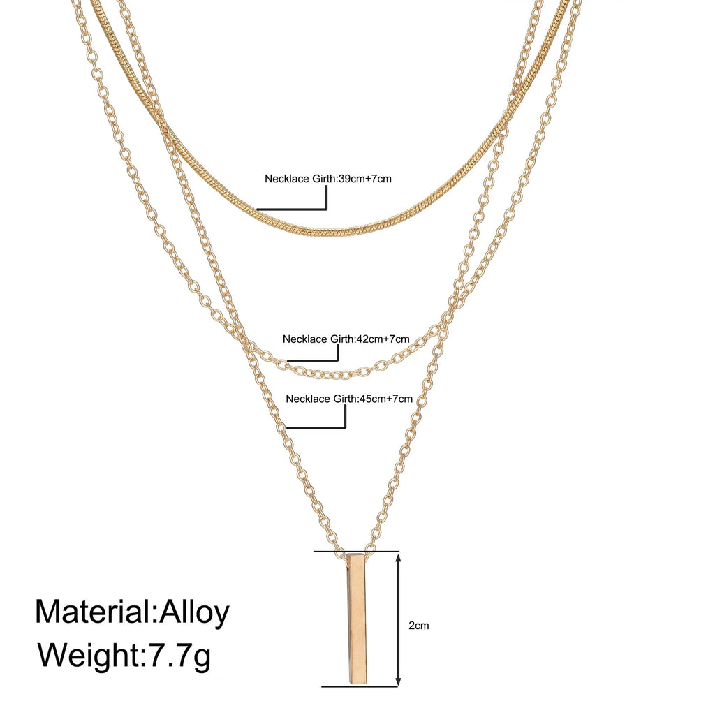 Collier Pendentif Barre Métal Doré — Chaîne Clavicule Femme Minimaliste