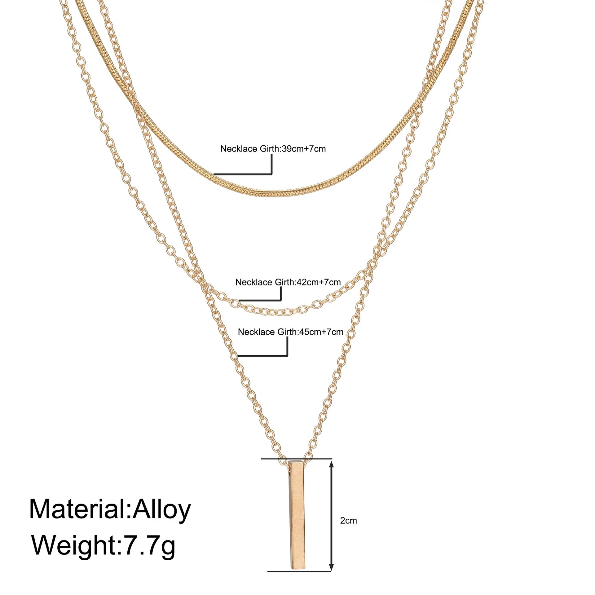 Collier Pendentif Barre Métal Doré — Chaîne Clavicule Femme Minimaliste