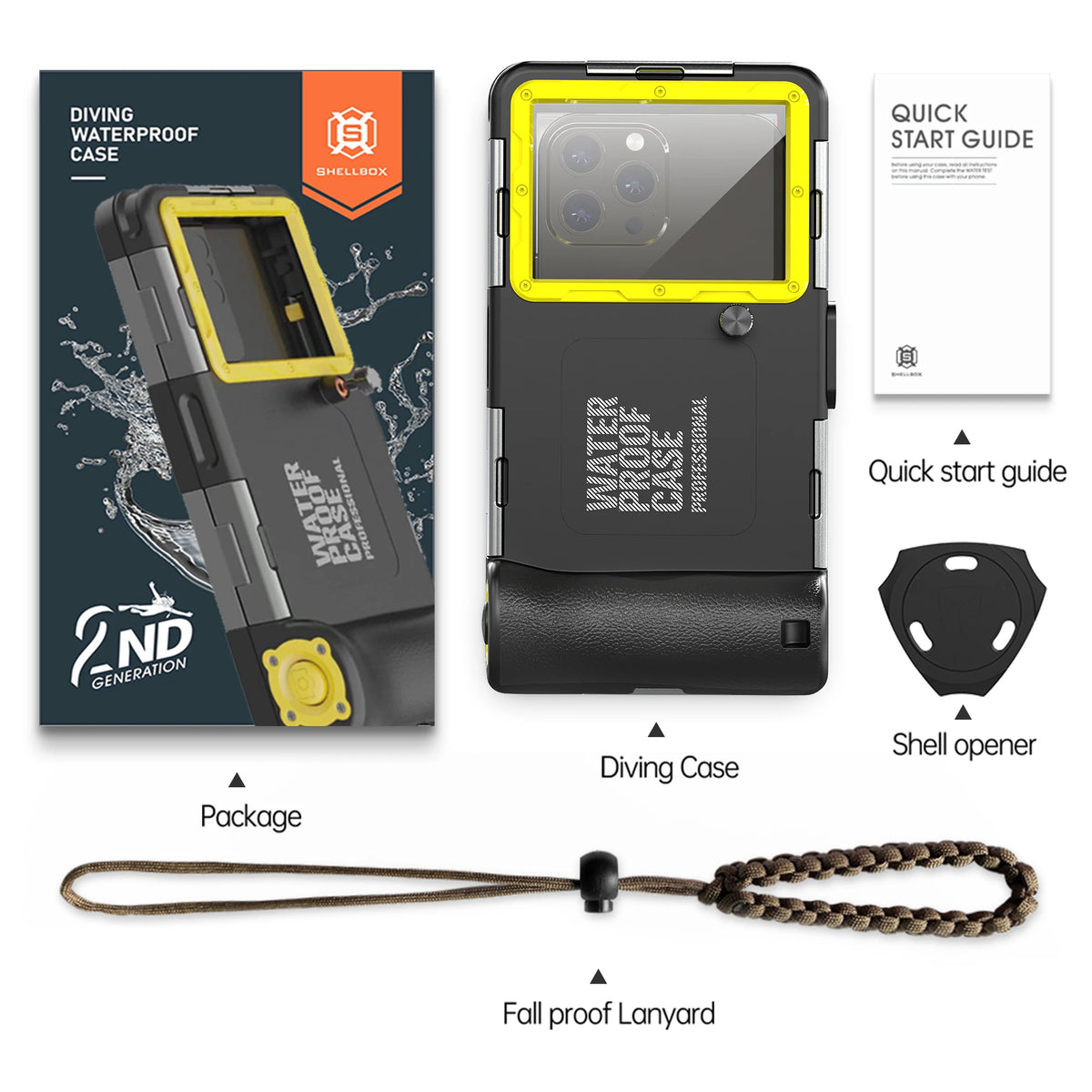 Étui Étanche Shellbox IP68 Multicolore 6,9" — 15m/50ft, Photo Plongée Professionnelle