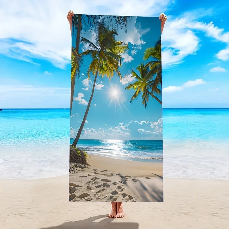 Serviette de Plage Paradis Tropical — Motif Palmiers, Séchage Rapide & Anti-UV