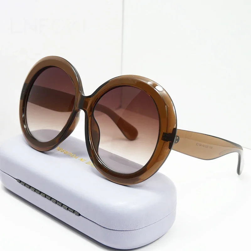 Lunettes de Soleil Rondes Oversize — Grande Monture Acétate, UV400, Style Luxe Unisexe, 9 Coloris