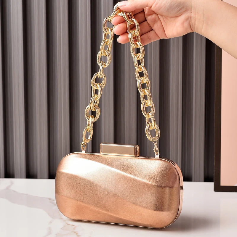 Sac Clutch Ovale Doré Luxe Irrégulier — Pochette Soirée Femme Mariage Fête