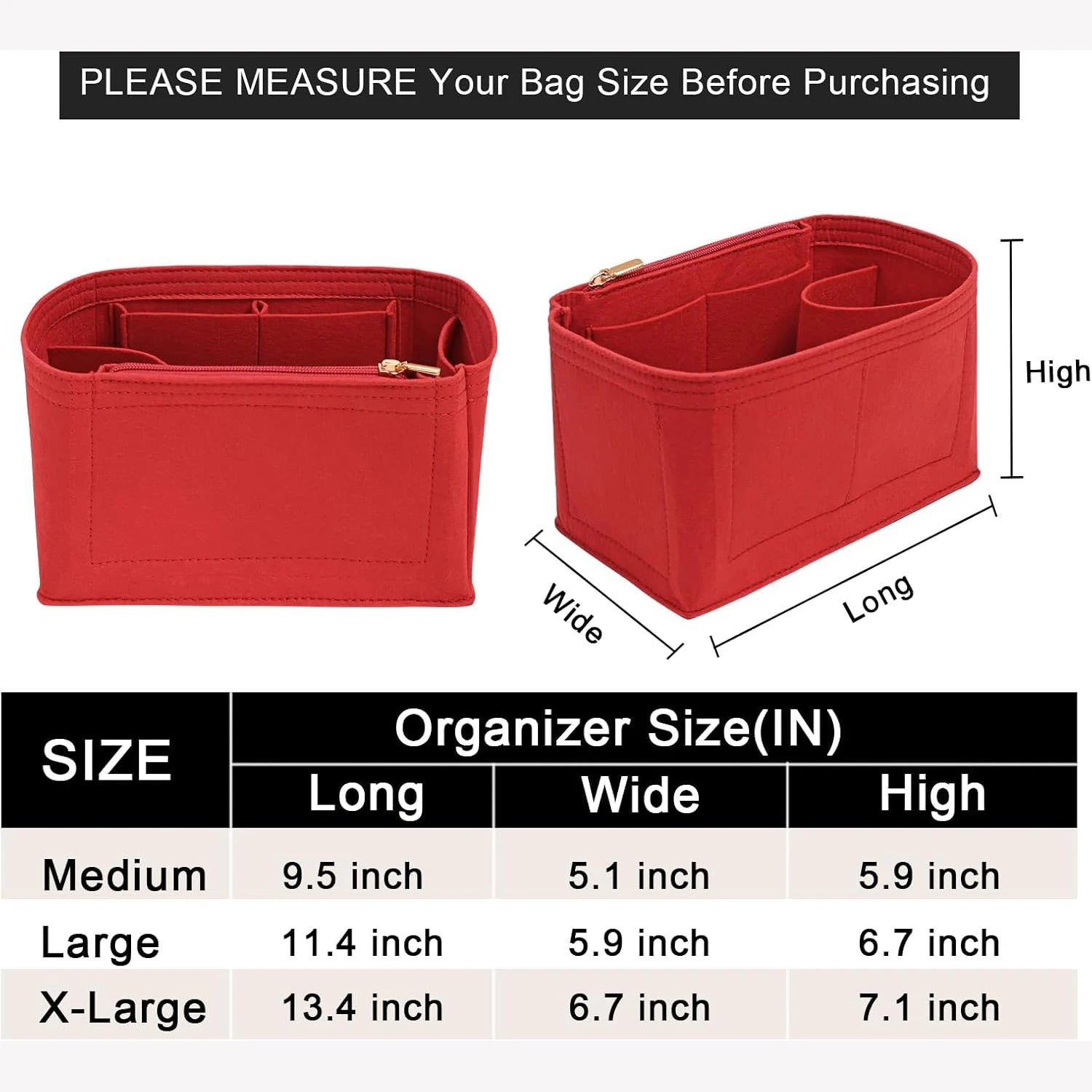 Organisateur de Sac en Feutre — Insert pour Speedy 25/30/35 & Neverfull