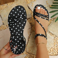 Sandales Plates Rétro À Pois Bride Élastique Arrière Femme — Casual Été