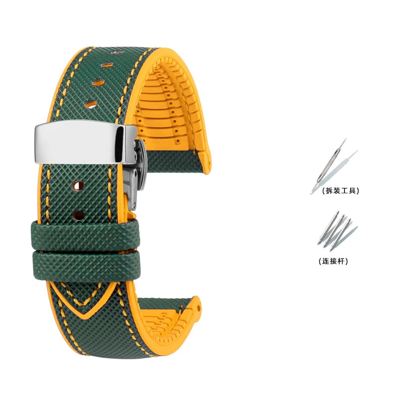 Bracelet de Montre en Caoutchouc – Compatible TAG Heuer F1 / Gulf / Aquaracer / Monaco – 20 à 24mm
