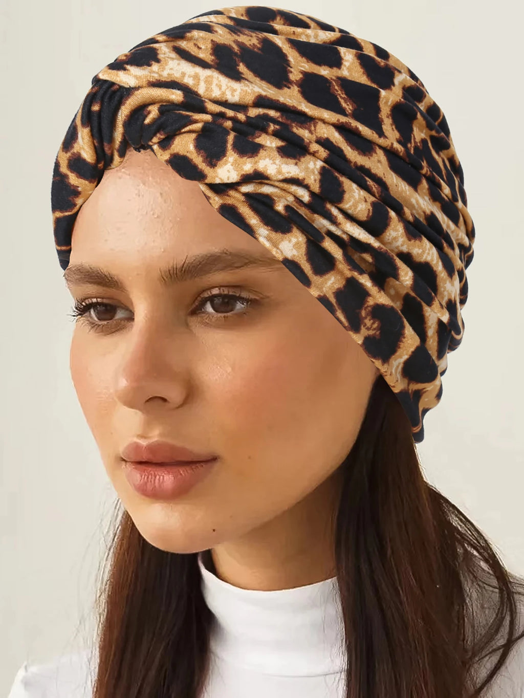 Turban Hijab Léopard Élastique Respirant — Bonnet Chimio Femme 2024