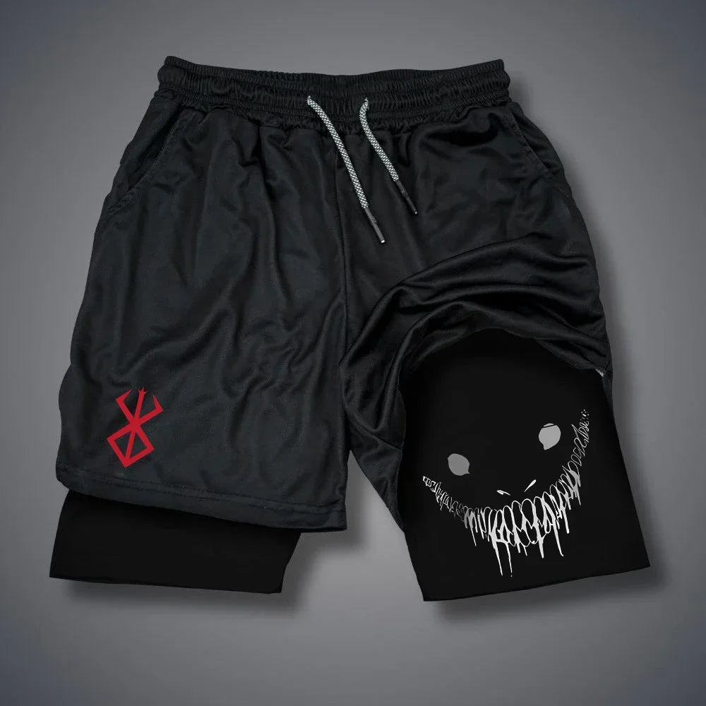 Short Sport Homme – Imprimé Graphique, Double Couche, Séchage Rapide