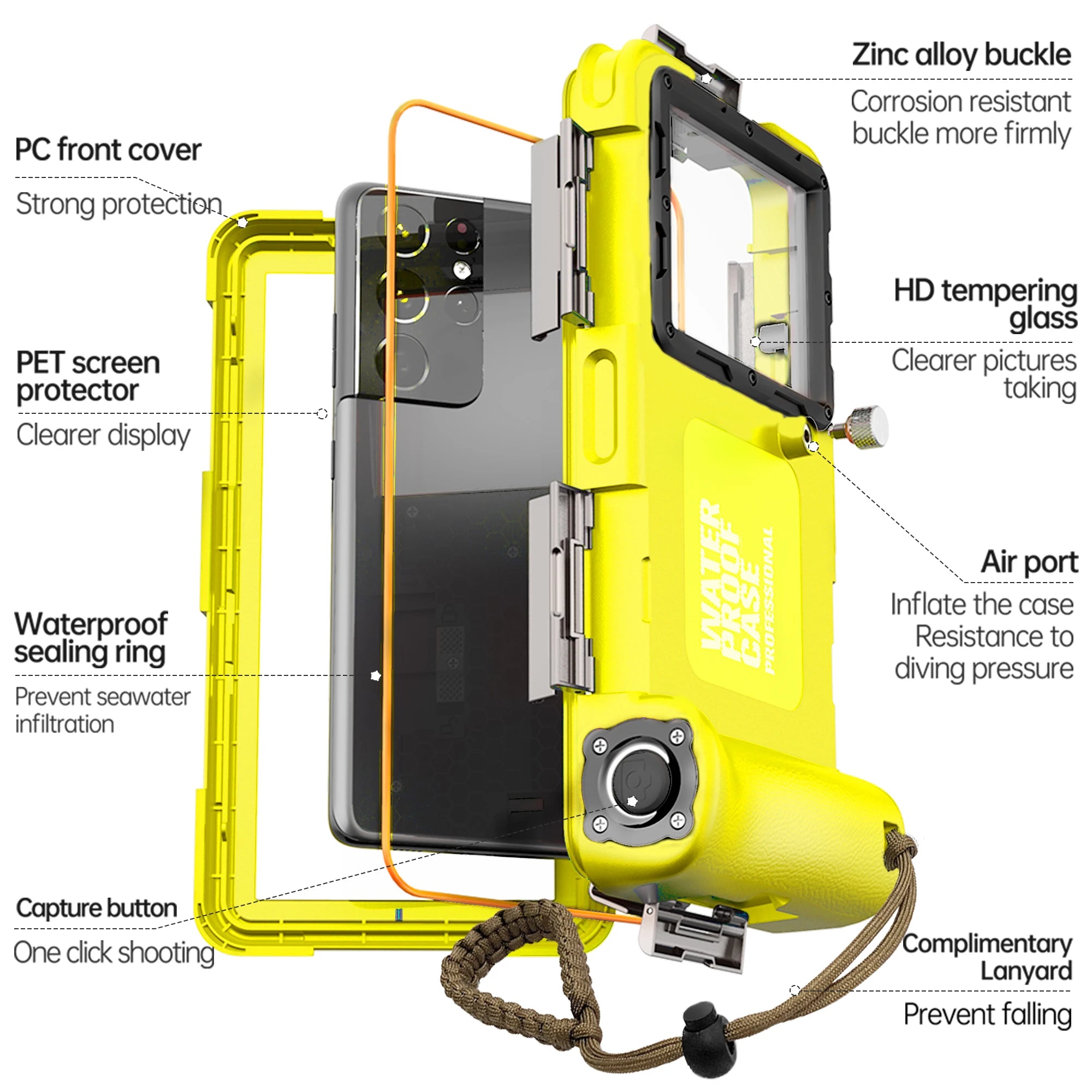 Étui Étanche Shellbox IP68 Multicolore 6,9" — 15m/50ft, Photo Plongée Professionnelle