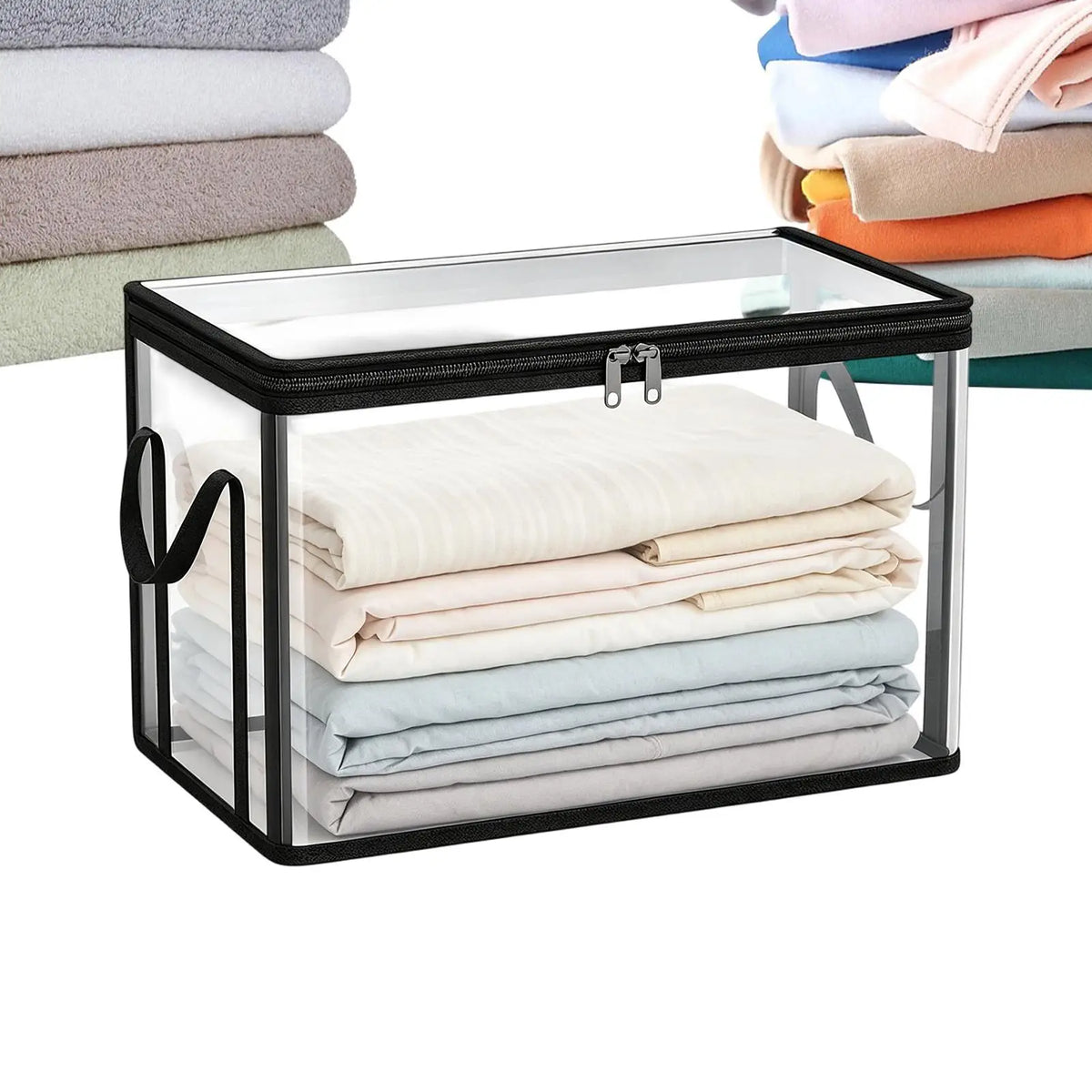 Boîte de Rangement Transparente Empilable en PVC – Grande Capacité