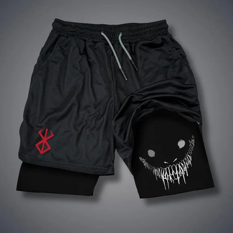 Short Sport Homme – Imprimé Graphique, Double Couche, Séchage Rapide