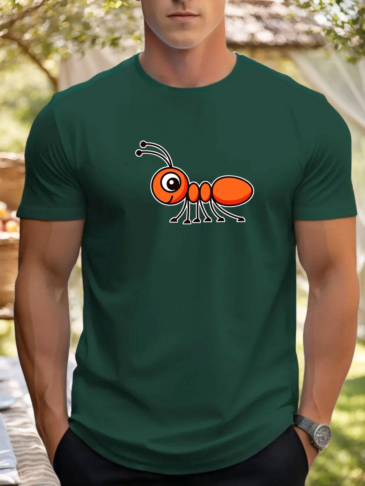 T-Shirt Homme 100% Coton Imprimé Graphique – Col Rond, Style Casual