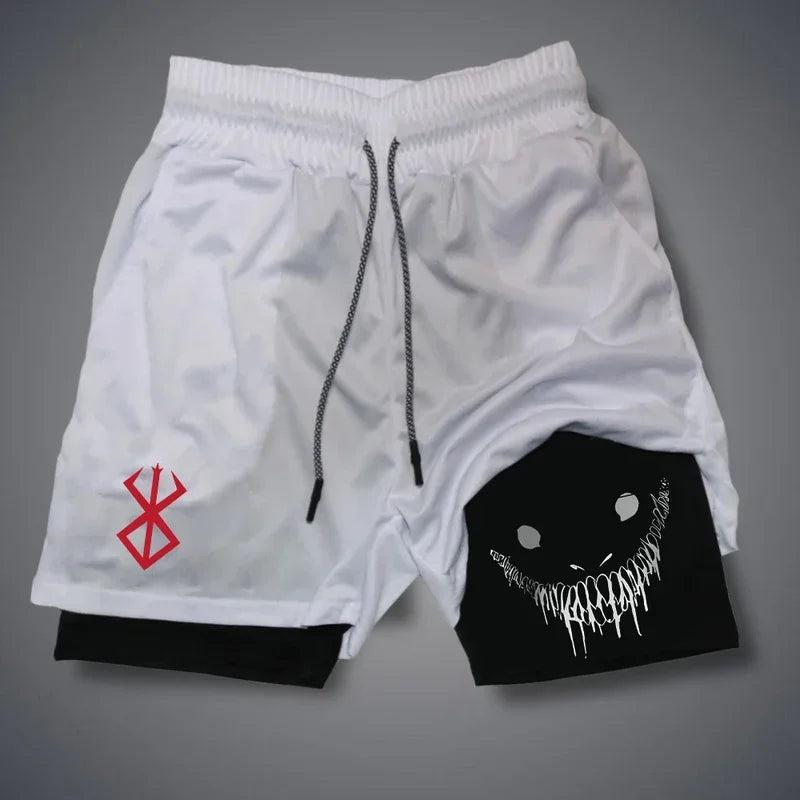 Short Sport Homme – Imprimé Graphique, Double Couche, Séchage Rapide