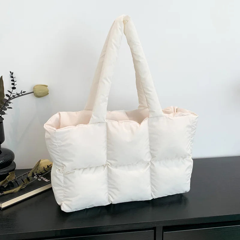 Sac Cabas Matelassé À Carreaux — Sac Épaule Grande Capacité Femme Rétro