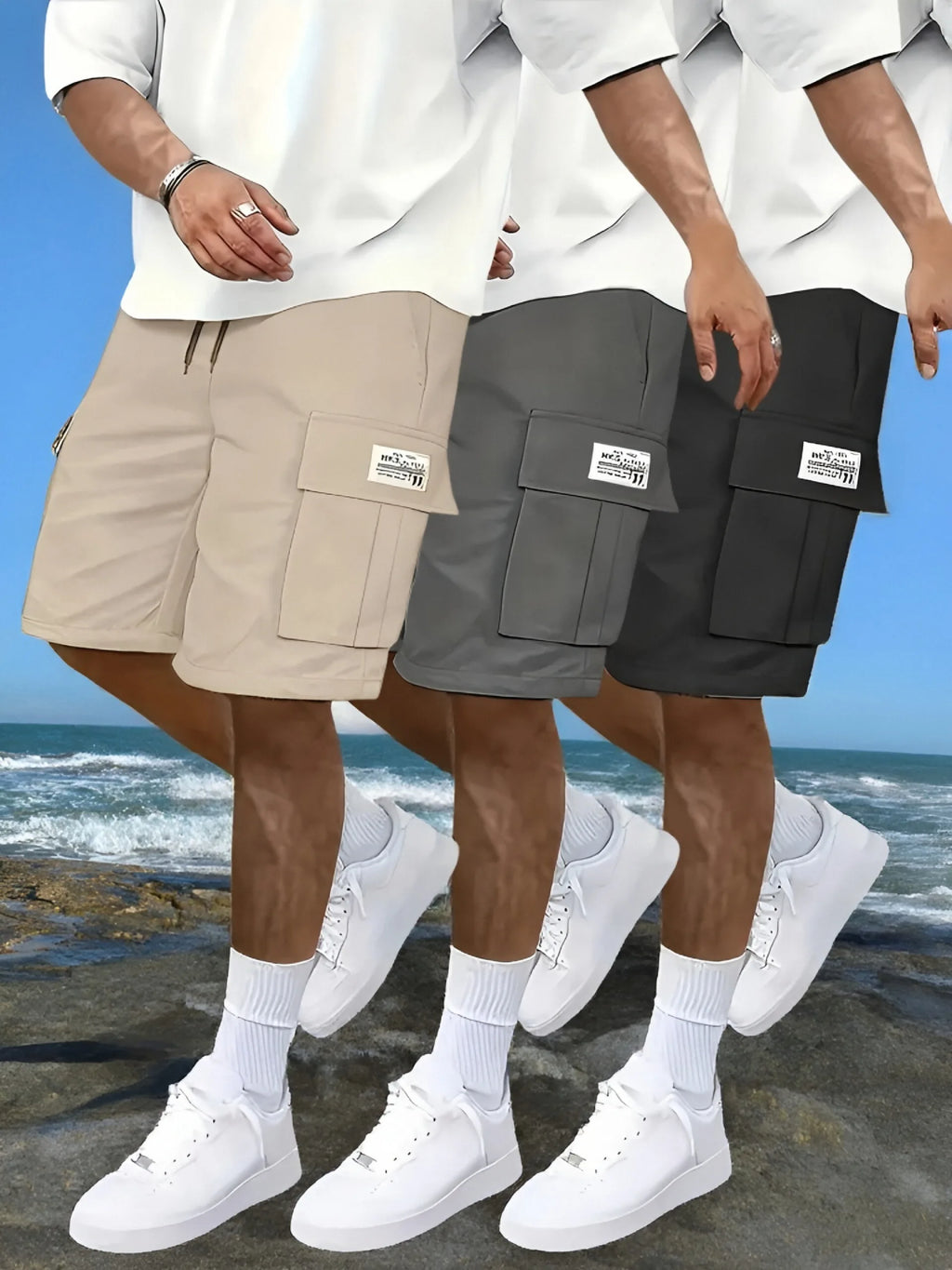 Short Homme Multi-Poches – Casual Été, Plage & Sport, Ceinture Élastique