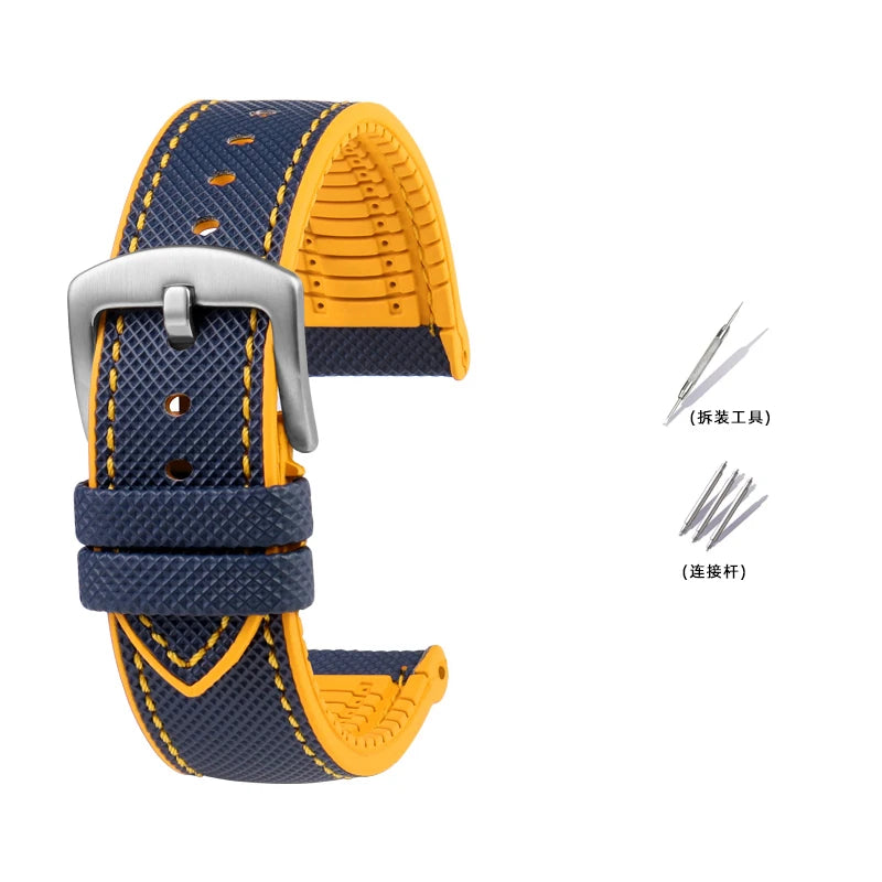 Bracelet de Montre en Caoutchouc – Compatible TAG Heuer F1 / Gulf / Aquaracer / Monaco – 20 à 24mm